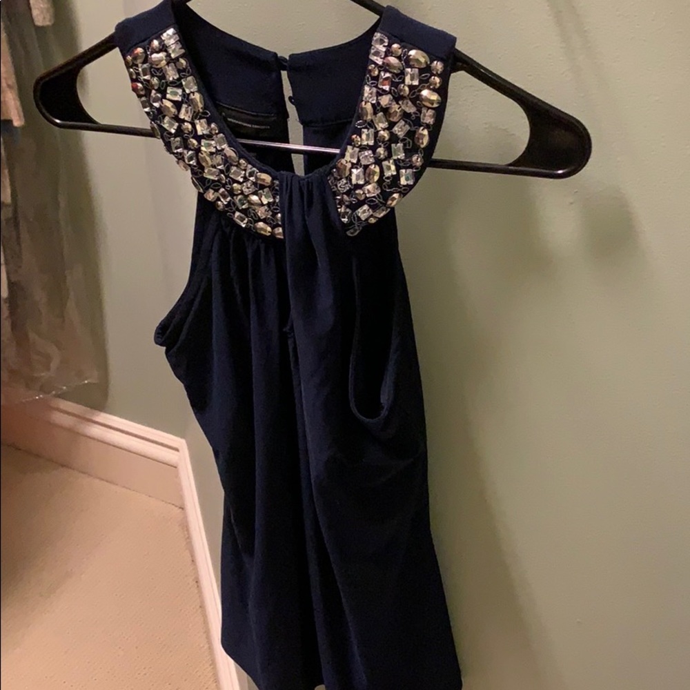 Keyhole tank with bling navy blue